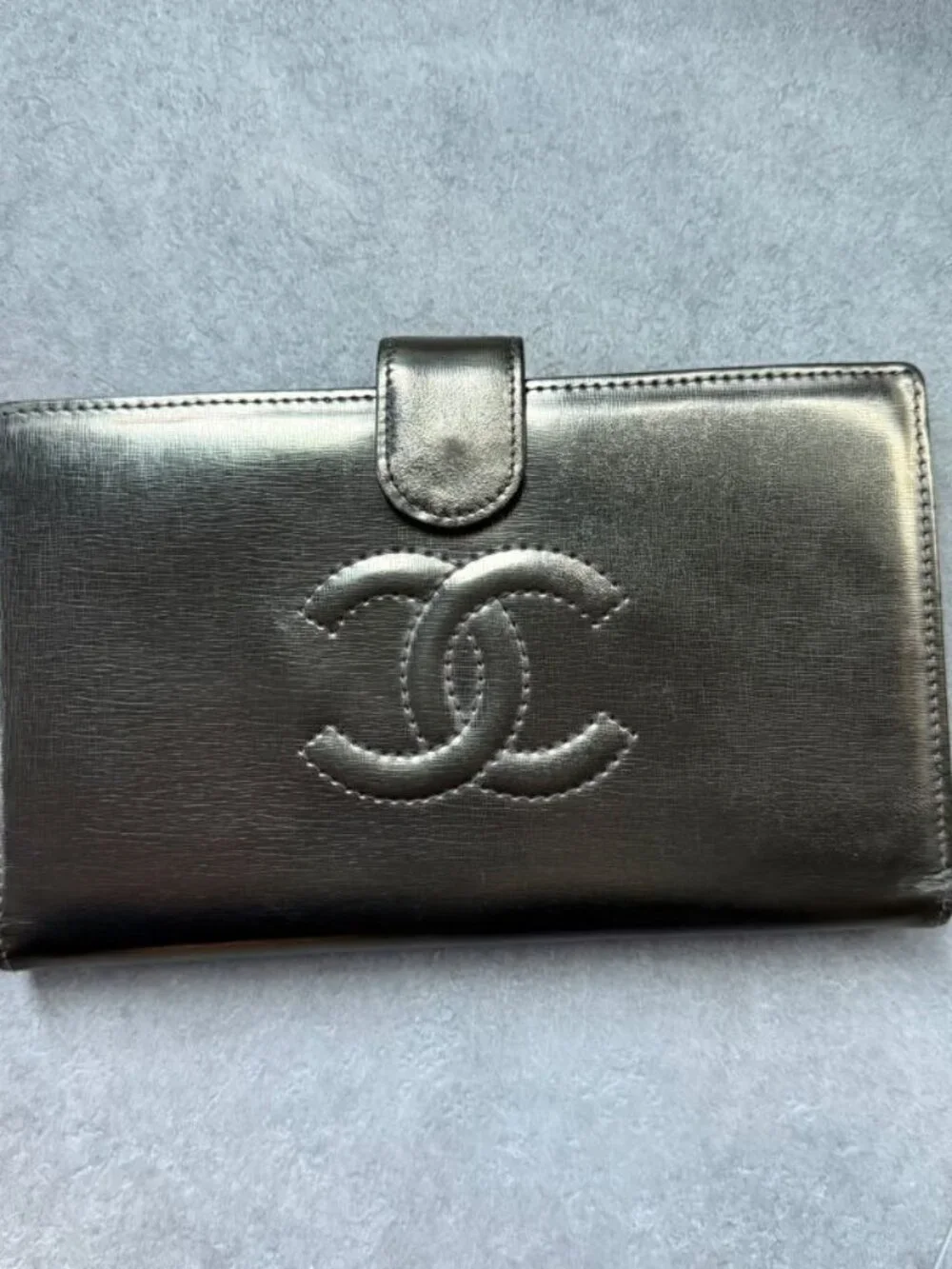Chanel Coco Long Wallet with Clasp Gold Leather Bifold